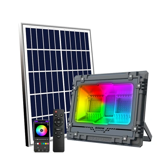 Smart APP Control RGB Color Changing Exterior Light Outdoor Floodlights Dusk to Dawn Solar Power Security LED Solar Flood Light